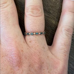 Blue & white diamond rose gold ring